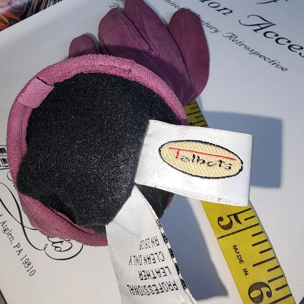 Talbots Mulberry Suede Buckle Lined Gloves M